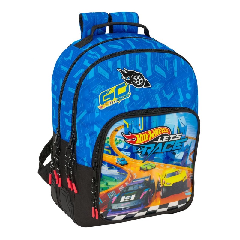 Cartable Hot Wheels Let's race Bleu Noir 32 x 42 x 15 cm