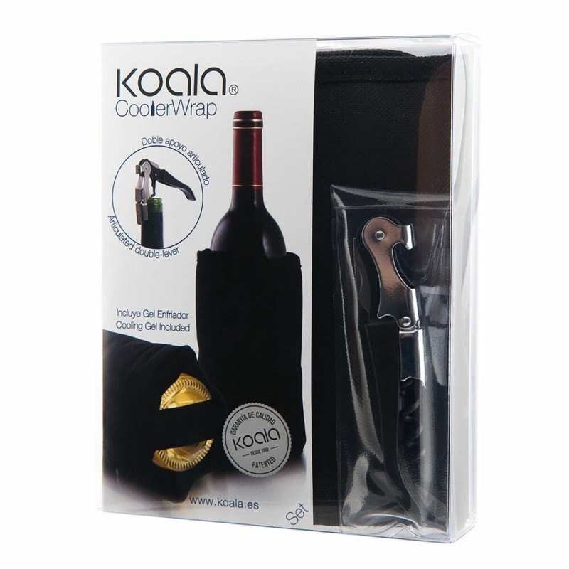 Set d'Accessoires pour Vin Koala Ac Noir Métal 2 Pièces