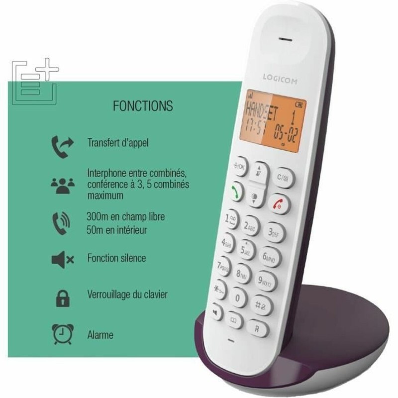 Téléphone fixe Logicom DECT ILOA 150 SOLO Aubergine