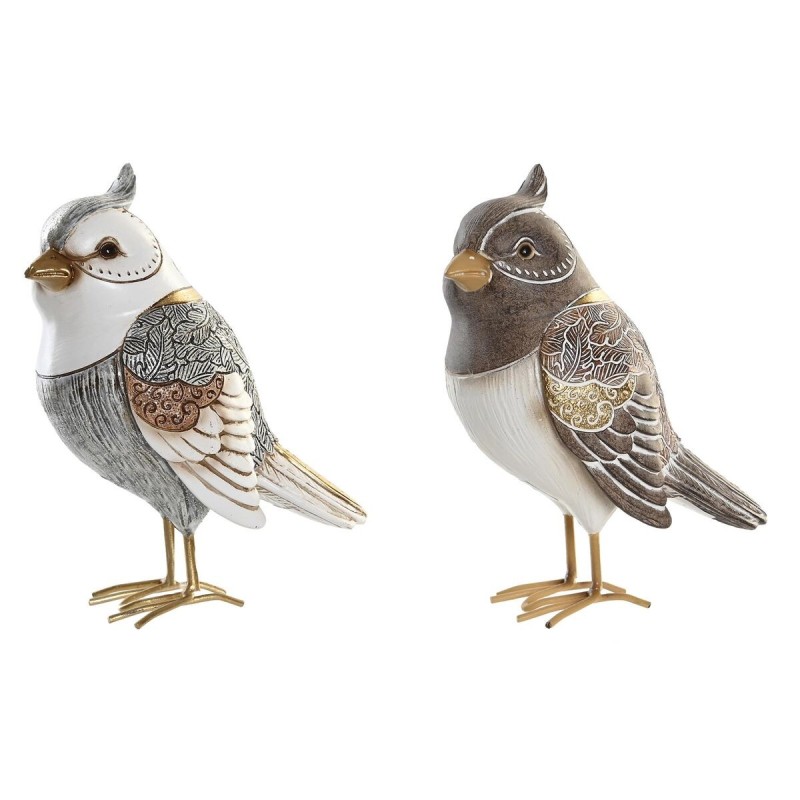 Figurine Décorative DKD Home Decor Beige Blanc Résine Oiseau Moderne (12