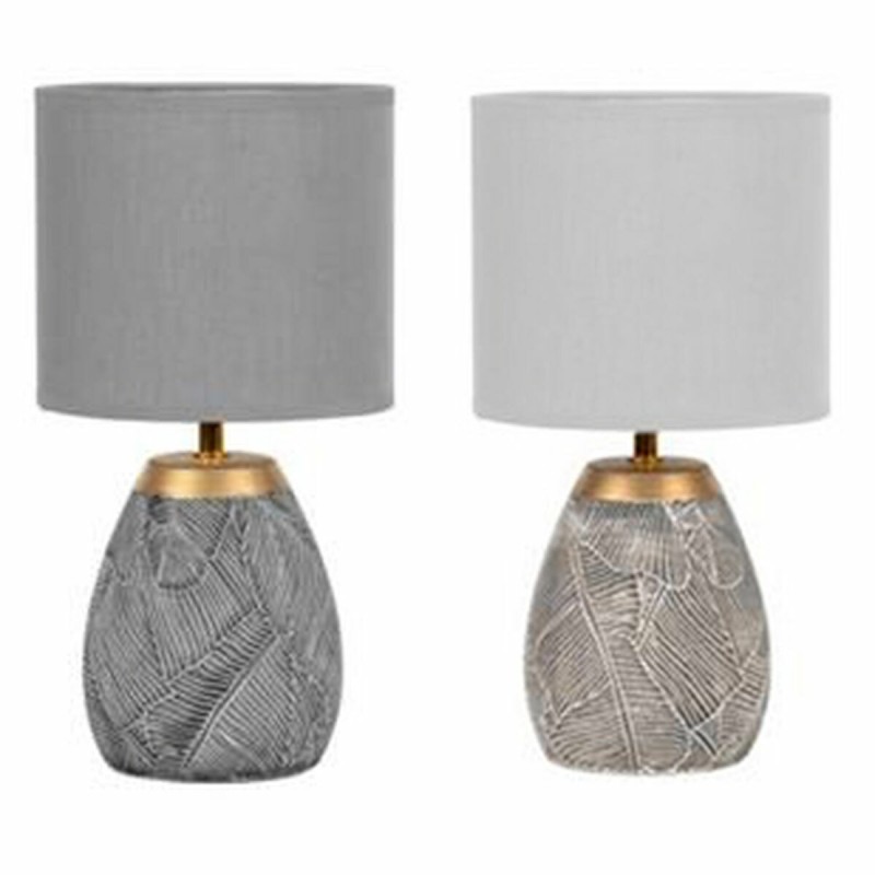 Lampe de bureau DKD Home Decor Céramique Gris Beige Doré Marron Blanc Grès 220 V 50 W (2 Unités) (18 x 18 x 35 cm)