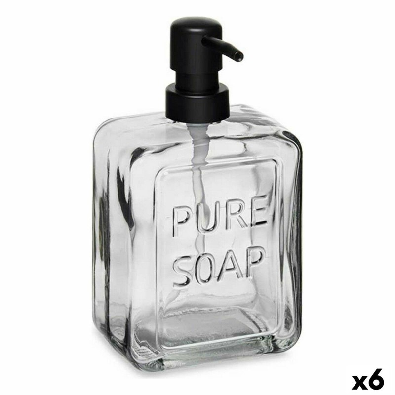 Distributeur de Savon Pure Soap Verre Noir Plastique 570 ml (6 Unités)