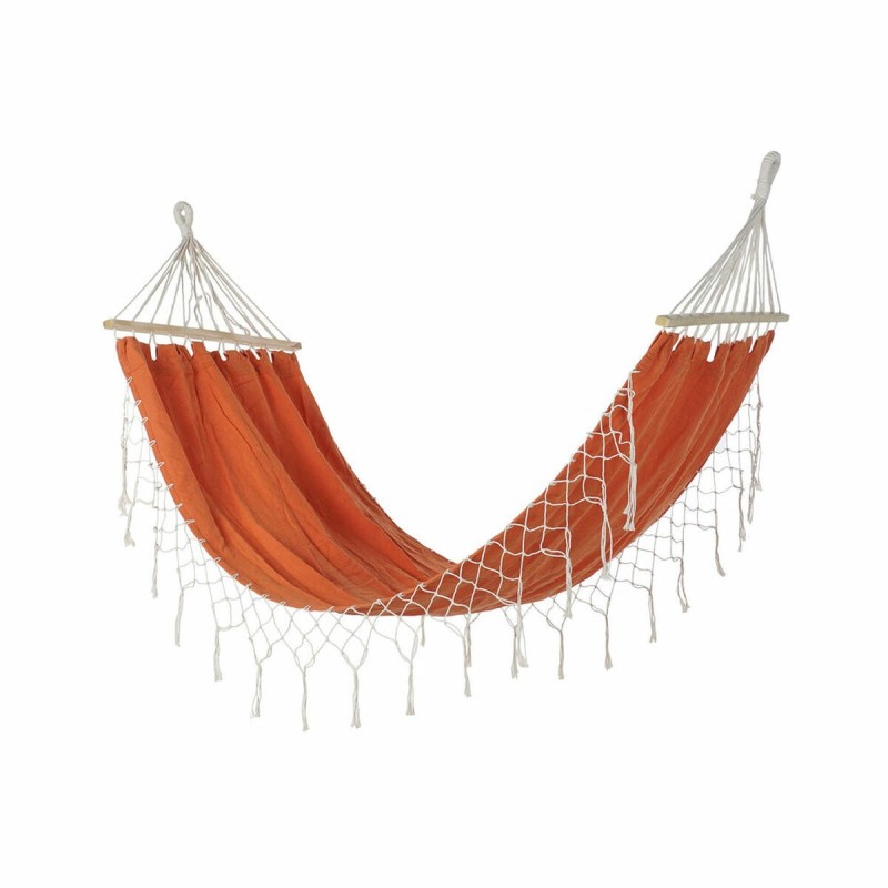 Hamac DKD Home Decor Orange Polyester Coton Pin Frange (255 x 80 x 28 cm)