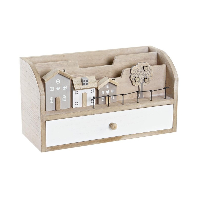 Organisateur polyvalent DKD Home Decor Naturel Maisons MDF (28 x 11