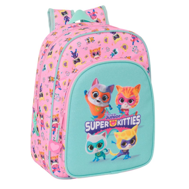 Cartable SuperKitties Rose Turquoise 26 x 34 x 11 cm