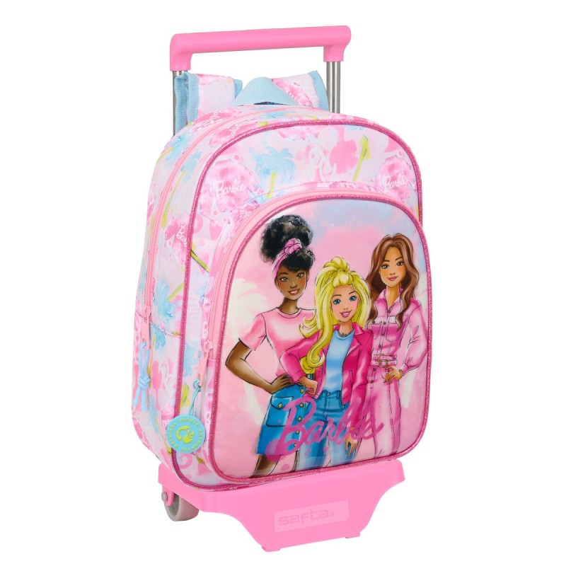 Cartable à roulettes Barbie Painterly Rose Bleu ciel 26 x 11 x 67 cm 26 x 34 x 11 cm