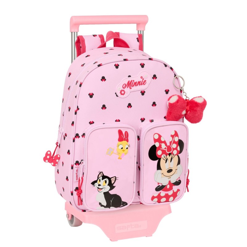 Cartable à roulettes Minnie Mouse Naive Rose 28 x 34 x 10 cm