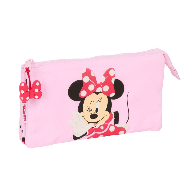 Trousse Fourre-Tout Triple Minnie Mouse Naive Rose 22 x 12 x 3 cm