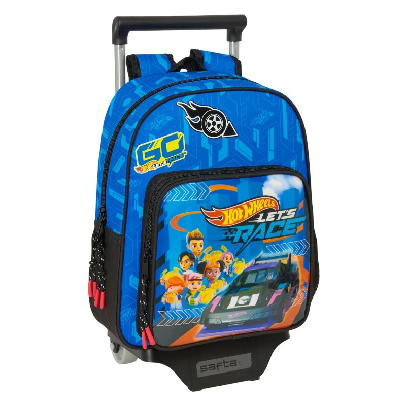 Cartable à roulettes Hot Wheels Let's race Bleu Noir 27 x 33 x 10 cm