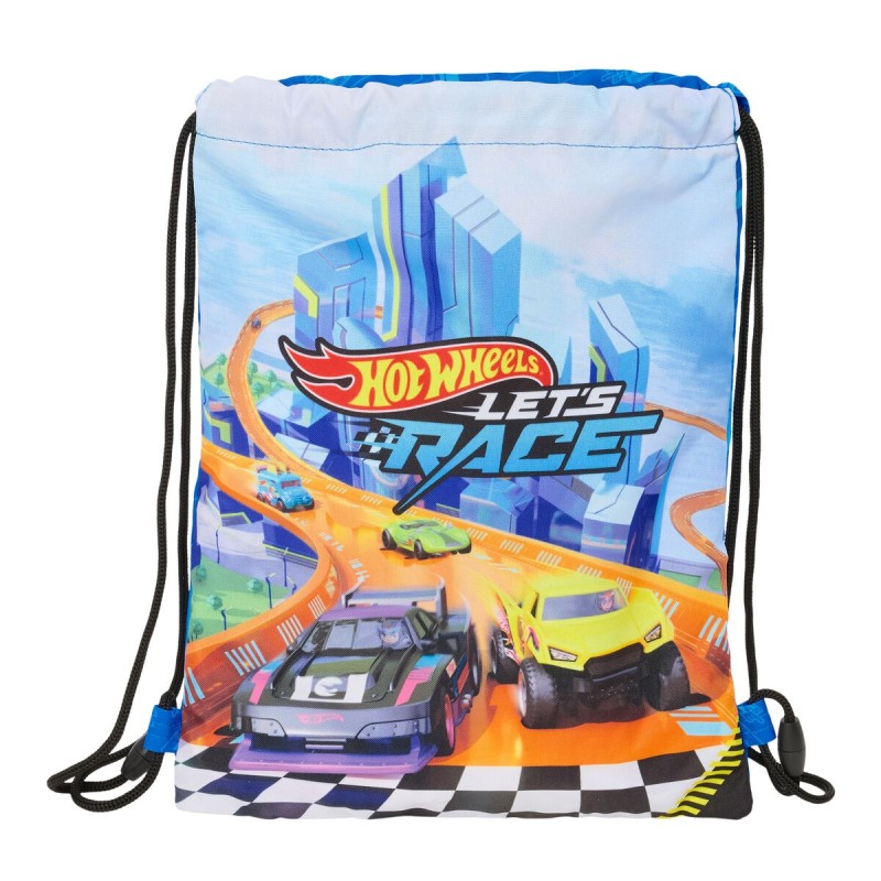 Sac à dos serré par des ficelles Hot Wheels Let's race Bleu Noir 26 x 34 x 1 cm