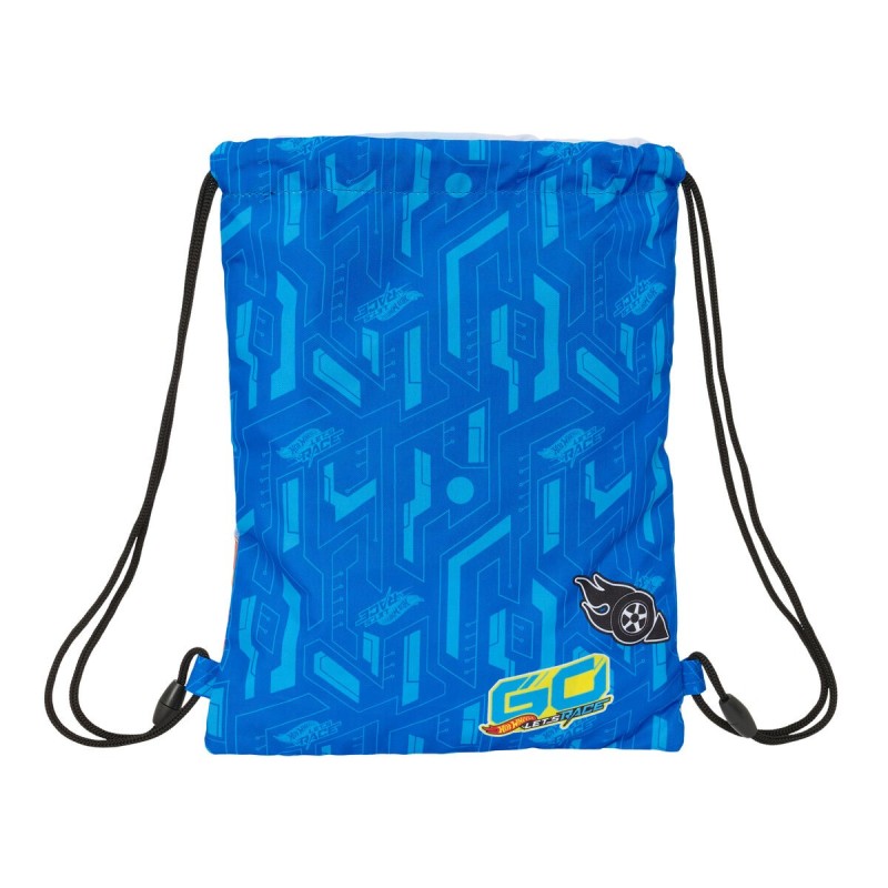 Sac à dos serré par des ficelles Hot Wheels Let's race Bleu Noir 26 x 34 x 1 cm