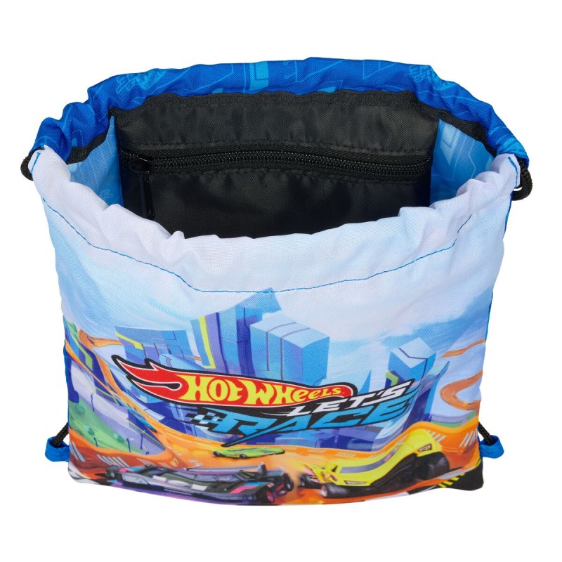 Sac à dos serré par des ficelles Hot Wheels Let's race Bleu Noir 26 x 34 x 1 cm