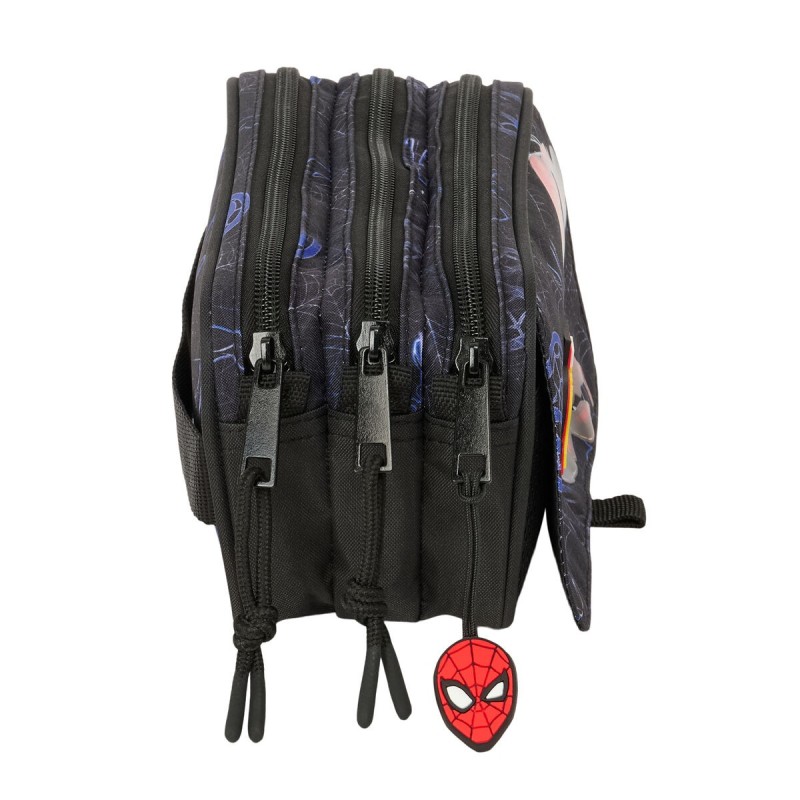 Trousse Fourre-Tout Triple Spider-Man Attack Noir 21,5 x 10 x 8 cm