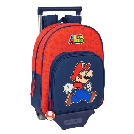 Cartable à roulettes Super Mario Trick Rouge Bleu foncé 28 x 34 x 10 cm