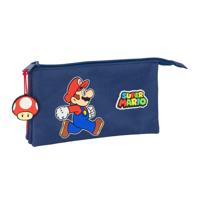 Trousse Fourre-Tout Triple Super Mario Trick Rouge Bleu foncé 22 x 12 x 3 cm