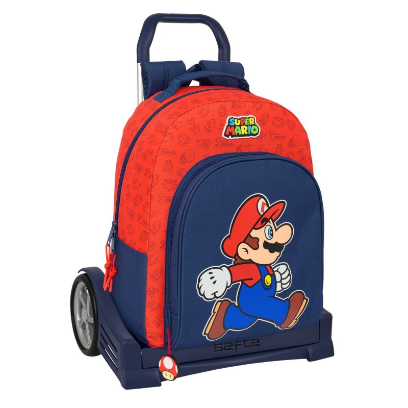 Cartable à roulettes Super Mario Trick Rouge Bleu foncé 32 x 42 x 15 cm