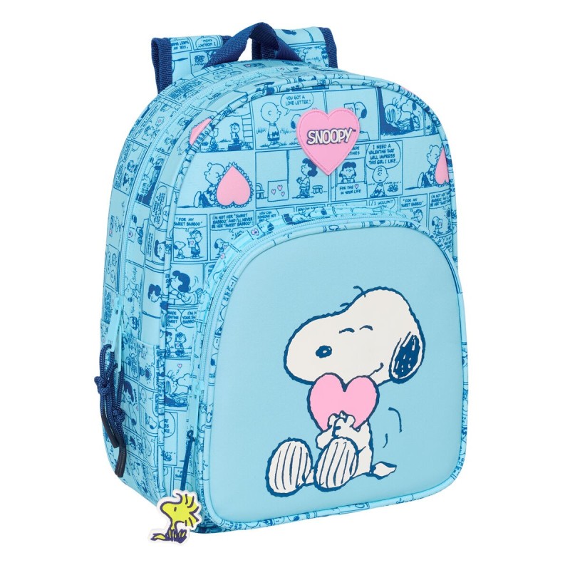 Cartable Snoopy Love Bleu clair 26 x 34 x 11 cm