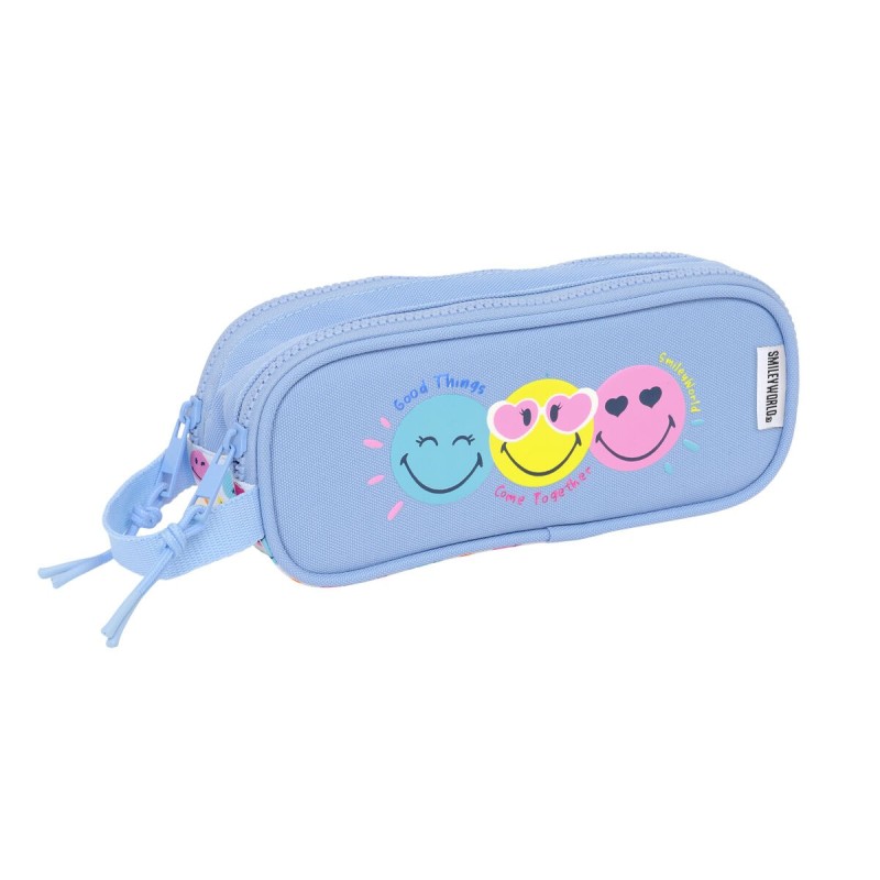 Trousse Fourre-Tout Double Smiley Joyful Multicouleur Bleu clair 21 x 8 x 6 cm