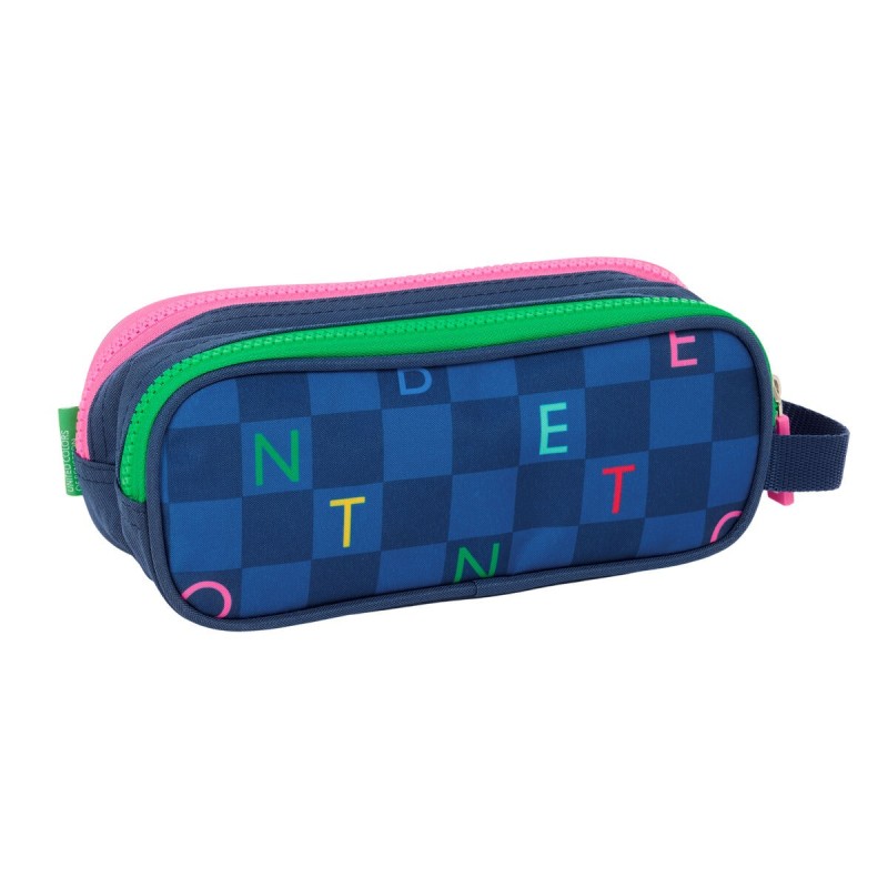 Trousse Fourre-Tout Double Benetton Damero Blue marine 21 x 8 x 6 cm