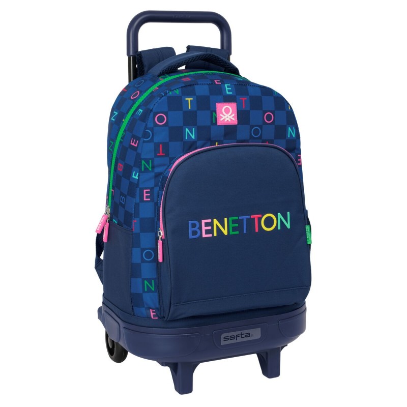 Cartable à roulettes Benetton Damero Blue marine 33 x 45 x 22 cm