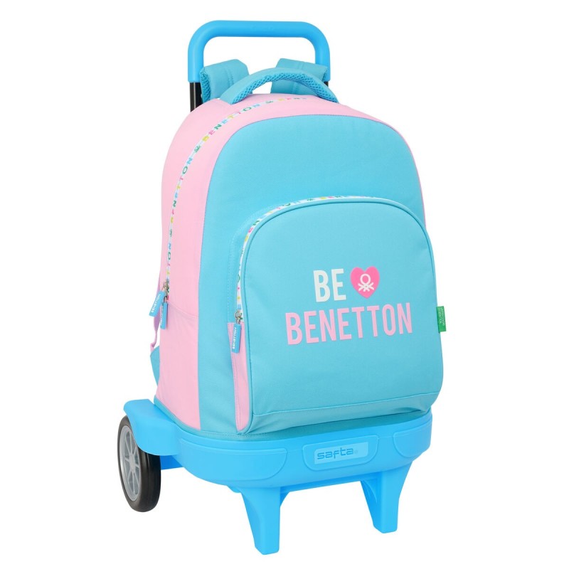 Cartable à roulettes Benetton Unique Rose Turquoise 33 x 45 x 22 cm