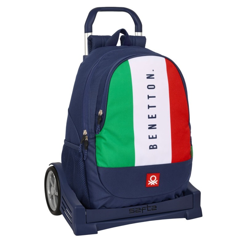 Cartable à roulettes Benetton Flag Blue marine 32 x 44 x 16 cm