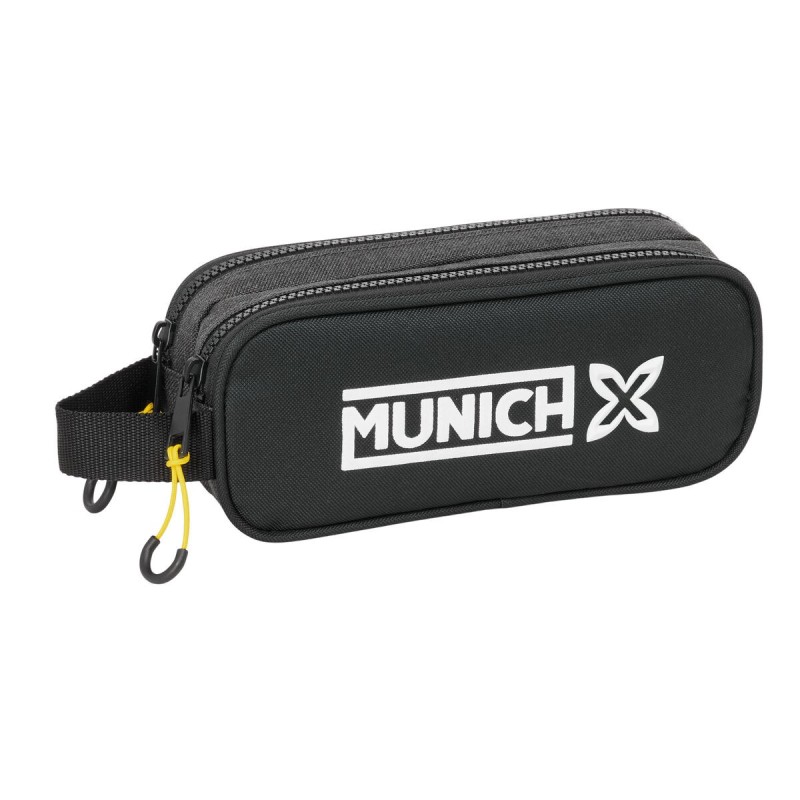 Trousse Fourre-Tout Double Munich Topo Noir 21 x 8 x 6 cm