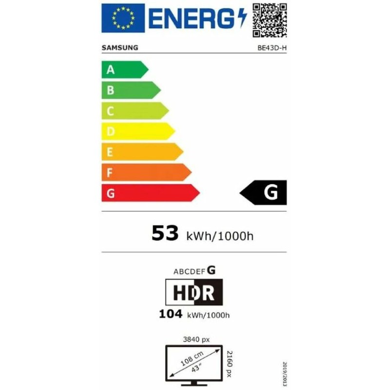 Moniteur Videowall Samsung LH43BEDHLGUXEN 4K Ultra HD 43"