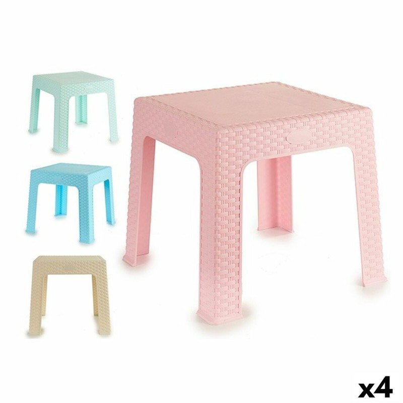 Table pour enfant Pincello Rattan Jaune Bleu Vert Rose