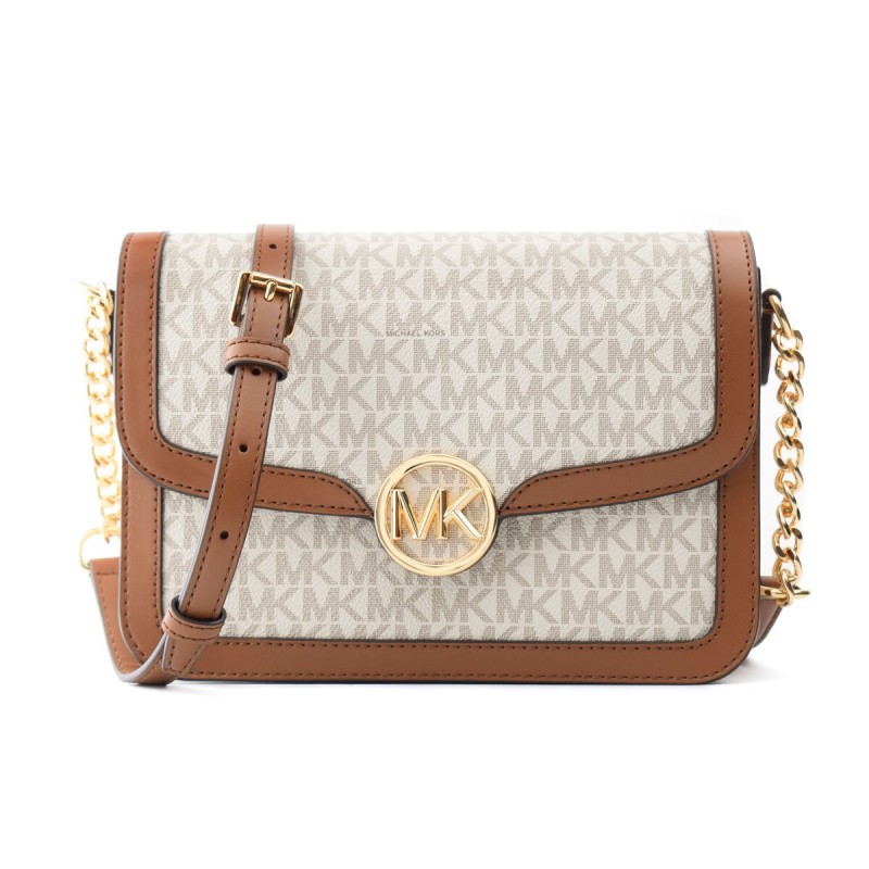 Sac à Bandoulière Michael Kors Leida Beige 34 x 27 x 9 cm