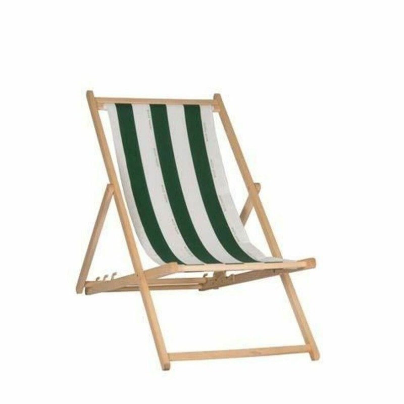 Chaise longue Jardin Prive Cancale Rayures Blanc/Vert Bois de hêtre (132 x 55 x 35 cm)