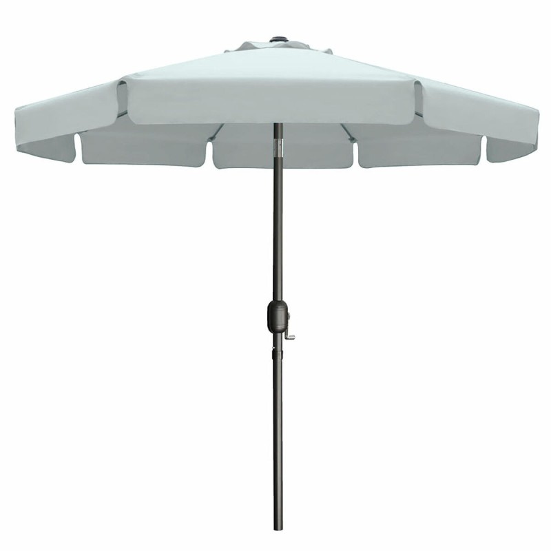 Marbueno Parasol Acier 8 Baguettes D300 cm Polyester Blanc Jardin Piscine Terrasse 10491