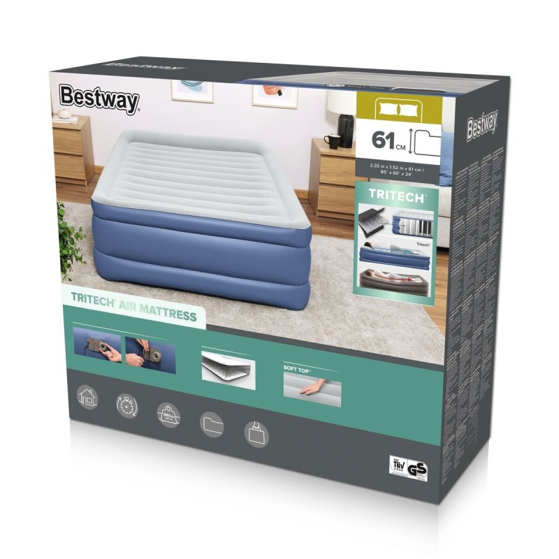 Bestway Lit Double Électrique 203x152x61 cm Gonflable et Camping 67690