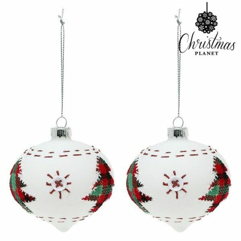 Boules de Noël 8 cm (2 uds) Verre Blanc