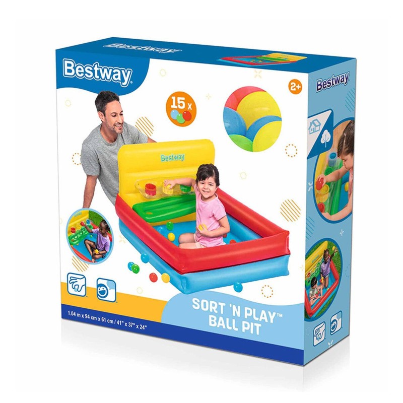 Bestway Piscine Gonflable Enfant avec Balles 104x94x61 cm +2 Ans Jardin 52546