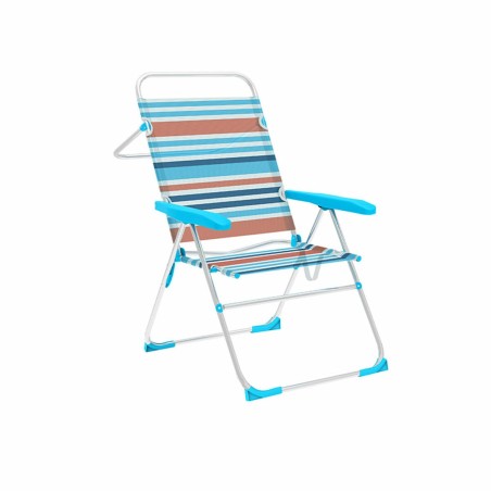 Marbueno Chaise Pliable 5 Positions Aluminium Rayures Orange et Bleu 59X61X97 cm 10464