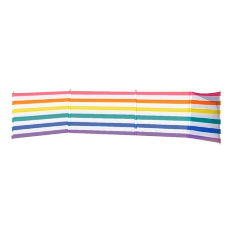 Paravent 5 Poteaux Acier Polyester Rayures Couleurs 480X80 cm Plage