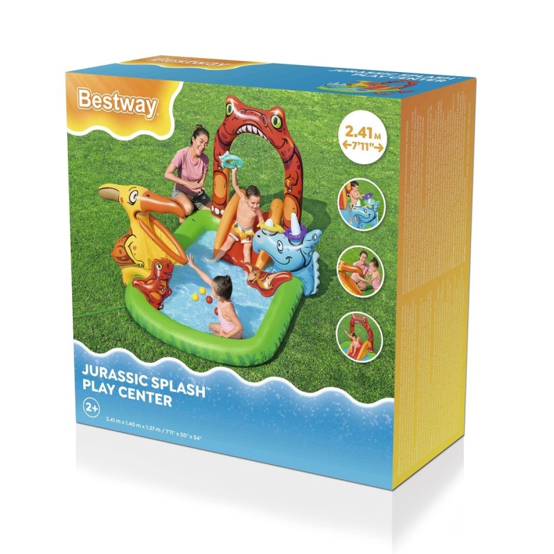 Bestway Piscine Gonflable Parc de Jeux Dinosaure 241x140x137 cm +3-6 Ans Jardin 53160