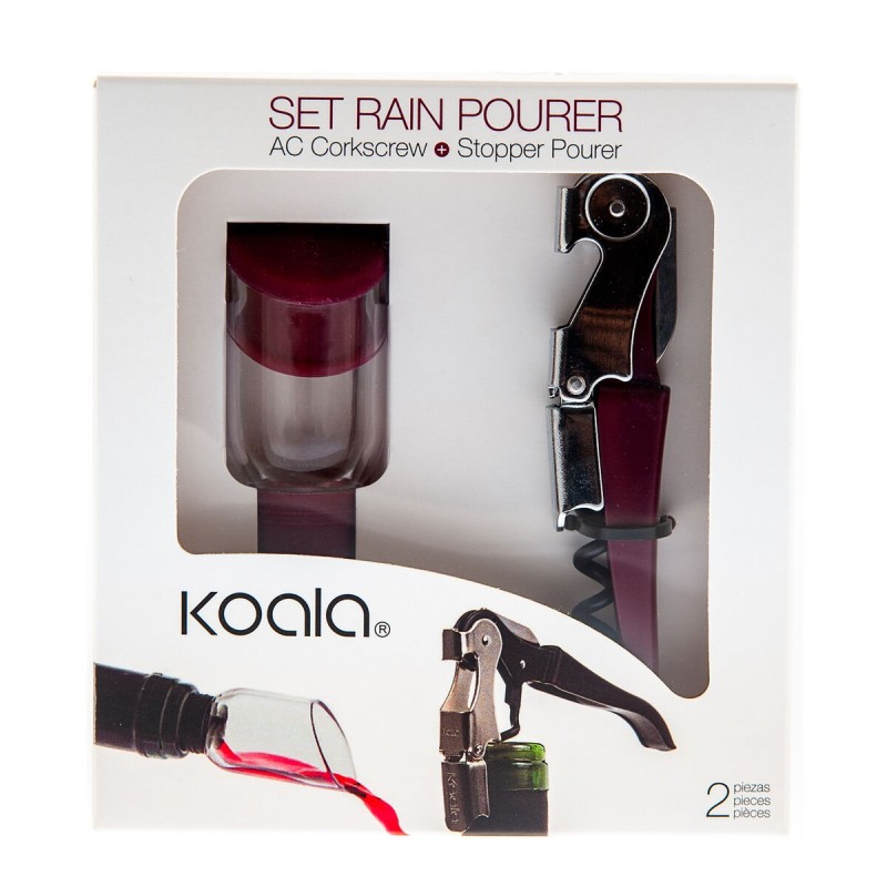 Set d'Accessoires pour Vin Koala 2 Pièces Métal Bordeaux