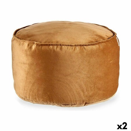 Pouf Velours Beige 60 x 39 x 60 cm (2 Unités)