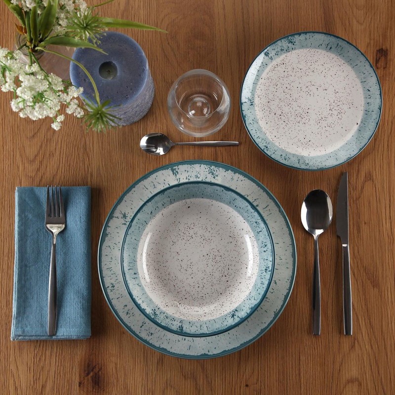 Assiettes Versa Bleu Porcelaine 18 Pièces