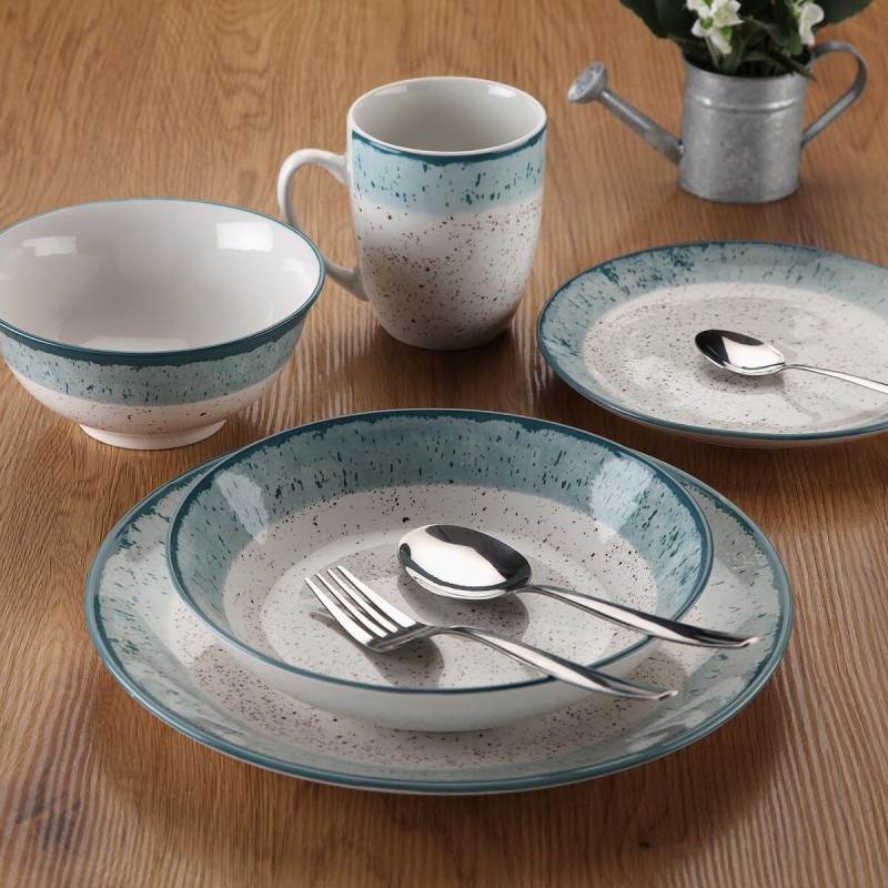 Assiettes Versa Bleu Porcelaine 18 Pièces