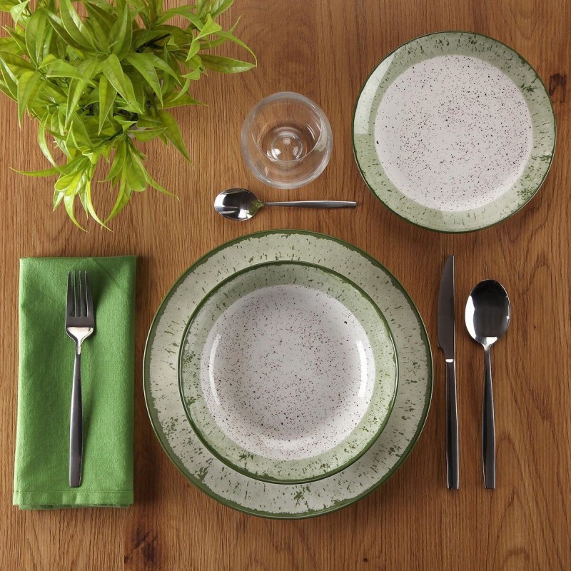 Assiettes Versa Vert Porcelaine 18 Pièces