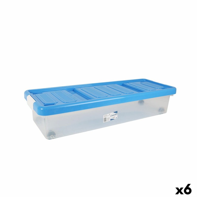 Boîte de rangement avec couvercle Tontarelli Plastique Bleu Transparent 24 L roues 79 x 28