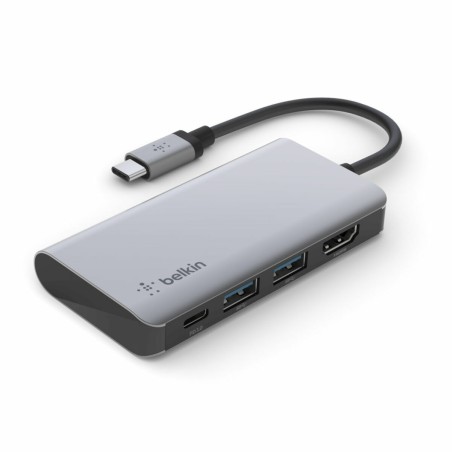 Hub USB 4 Ports Belkin AVC006btSGY Gris Noir Argenté Aluminium