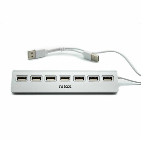 Hub USB Nilox NXHU7ALU2 Noir Gris