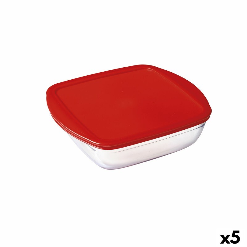 Panier-repas carré avec couvercle Ô Cuisine Cook&store Ocu Rouge 25 x 22 x 7 cm 2