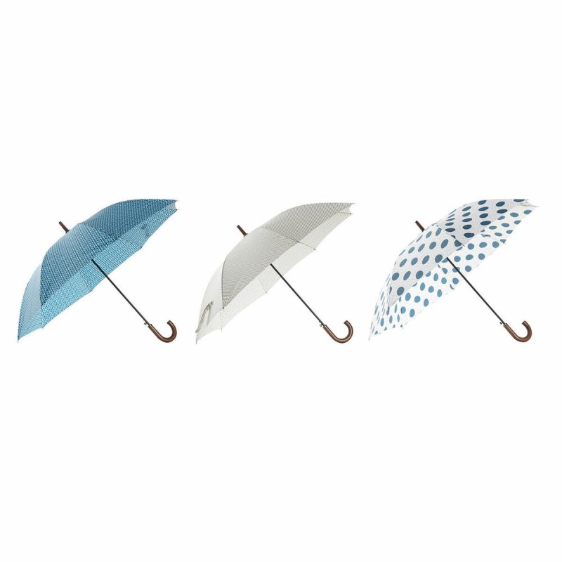 Parapluie DKD Home Decor Bleu Blanc 3 Pièces