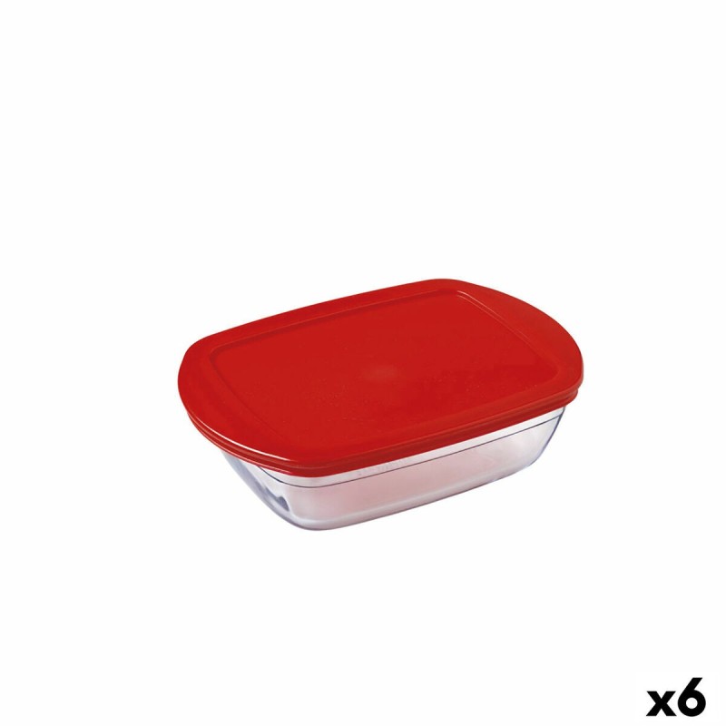 Boîte à repas rectangulaire avec couvercle Ô Cuisine Cook&store Ocu Rouge 400 ml 17 x 10 x 5 cm verre Silicone (6 Unités)