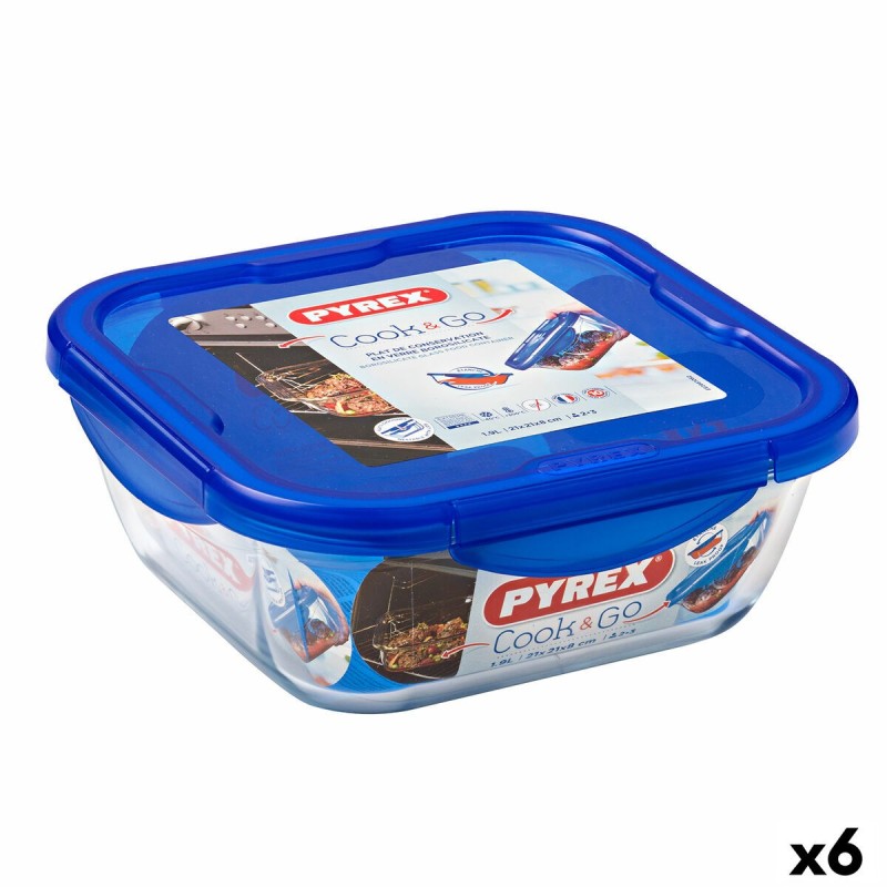 Boîte à lunch hermétique Pyrex Cook & go 21 x 21 x 9 cm Bleu 1